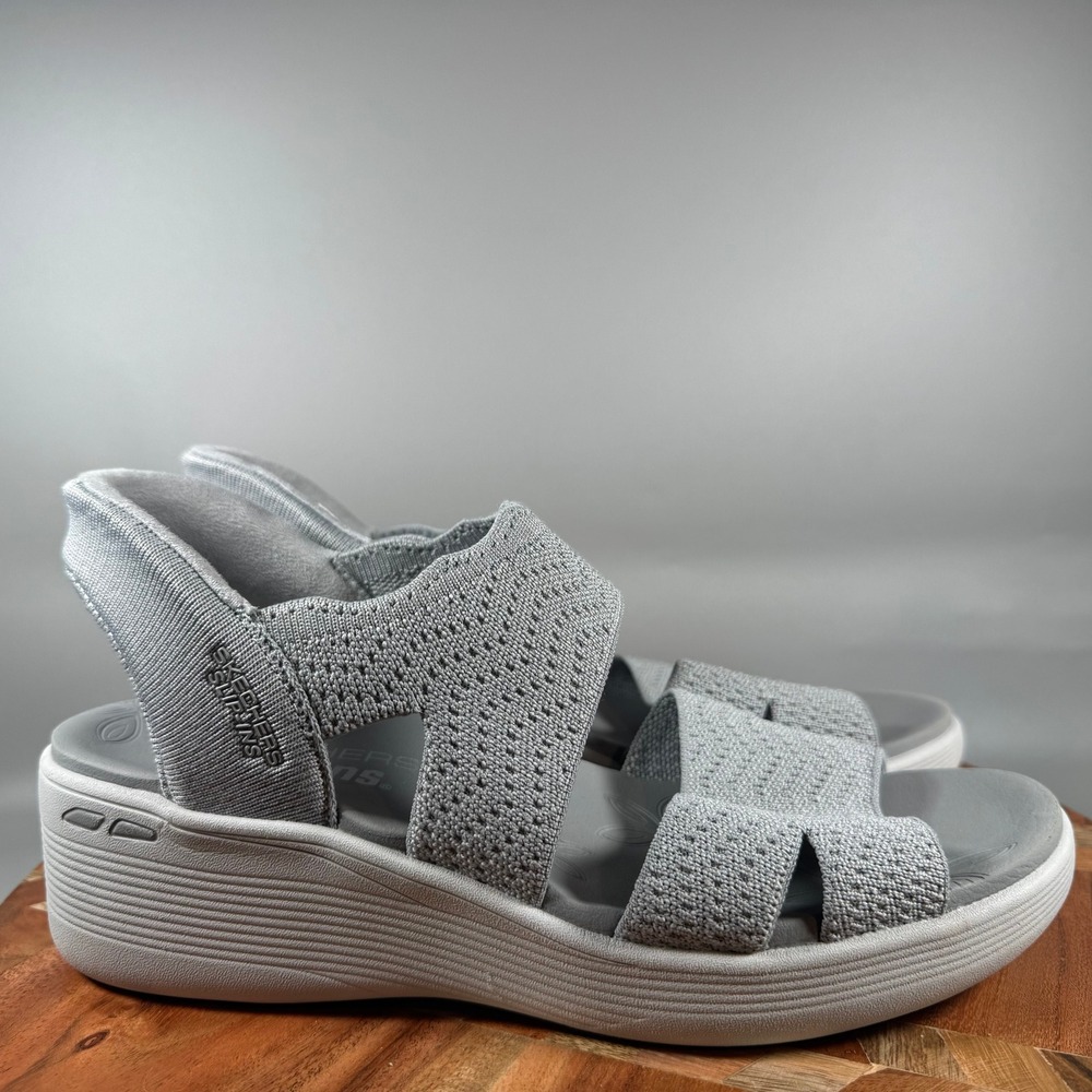 Skechers Slip-ins On-the-GO 600 Radiant Gray Wedge Sandals 163510 Womens 10